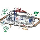 [518969 ZEN41] Railway track with car and fast train, 108 pieces