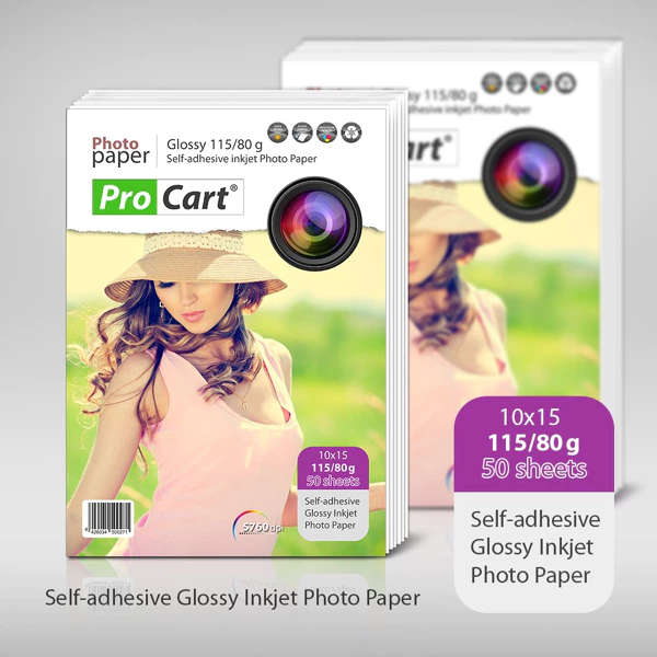 Glossy Photo Paper Sticker 50pcs -10*15 - 115 g/80 g PROCART