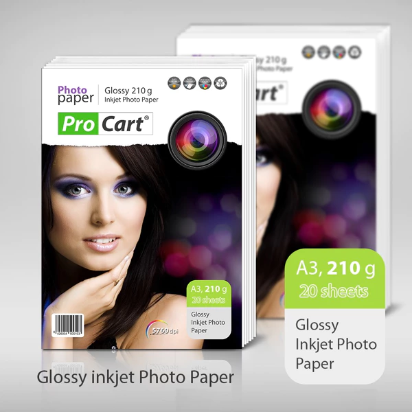 A3 glossy photo paper 210 g, 20 sheets PROCART