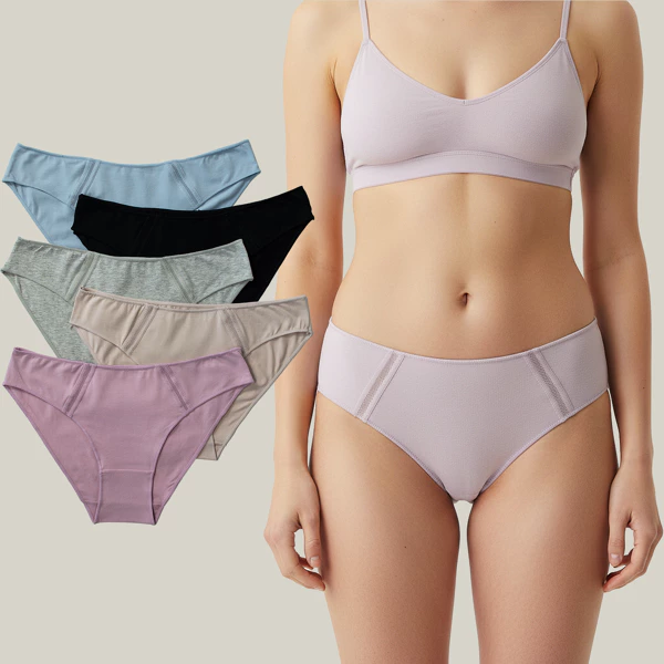 [M 9101] Pack of 5 organic cotton mini panties MX (M)
