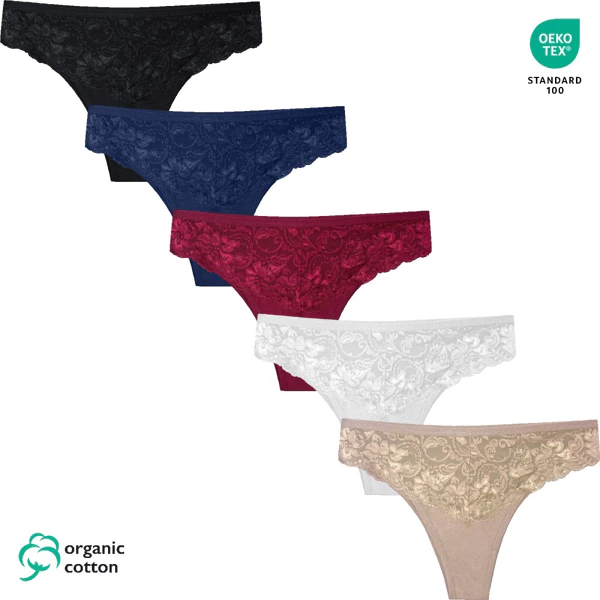Pack of 5 Brazilian briefs in organic cotton 9087