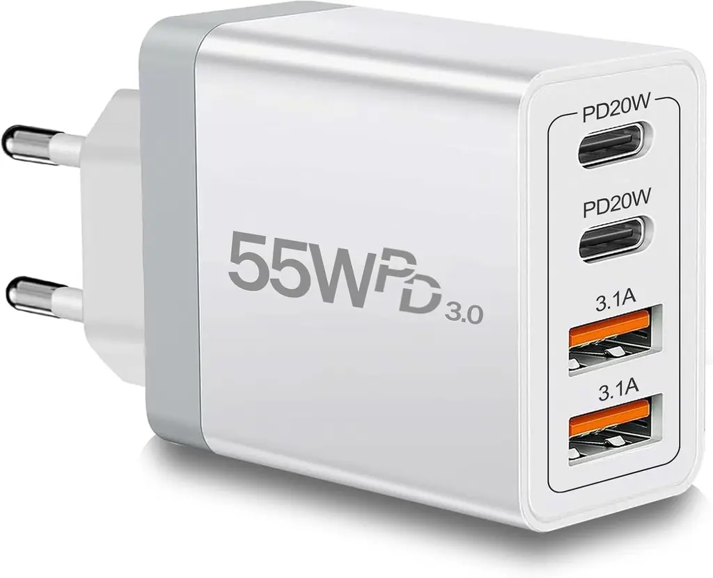 Chargeur rapide USB-C 55W – Adaptateur 4 ports