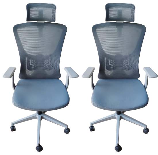 PROMO - LOT DE 2 Chaises de Bureau Gris
