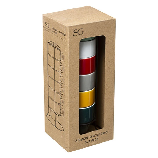Rack 6 tasses multicolore