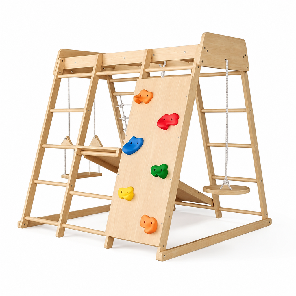 Escalade en Bois 8-en-1 avec Toboggan