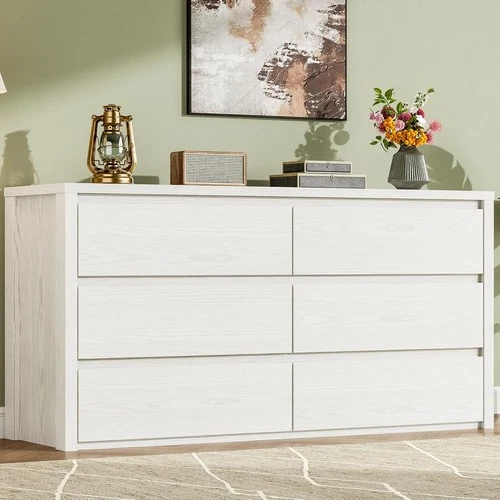 Grande Commode Moderne 6 Tiroirs Blanc