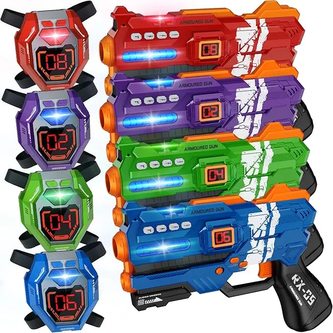 Pack of 4 infrared laser tag guns - 4 firing modes