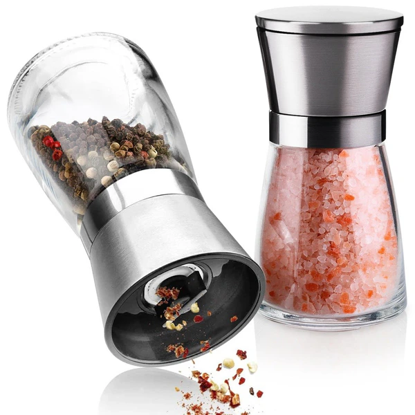 Glass salt and pepper mill