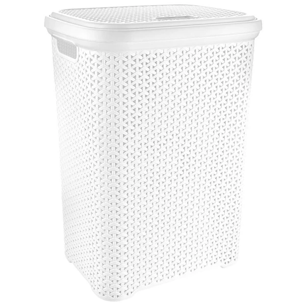 Plastic laundry basket, white, 55 l