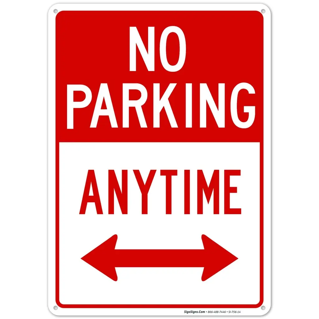 No Parking Sign with Arrows - 25 x 35 cm