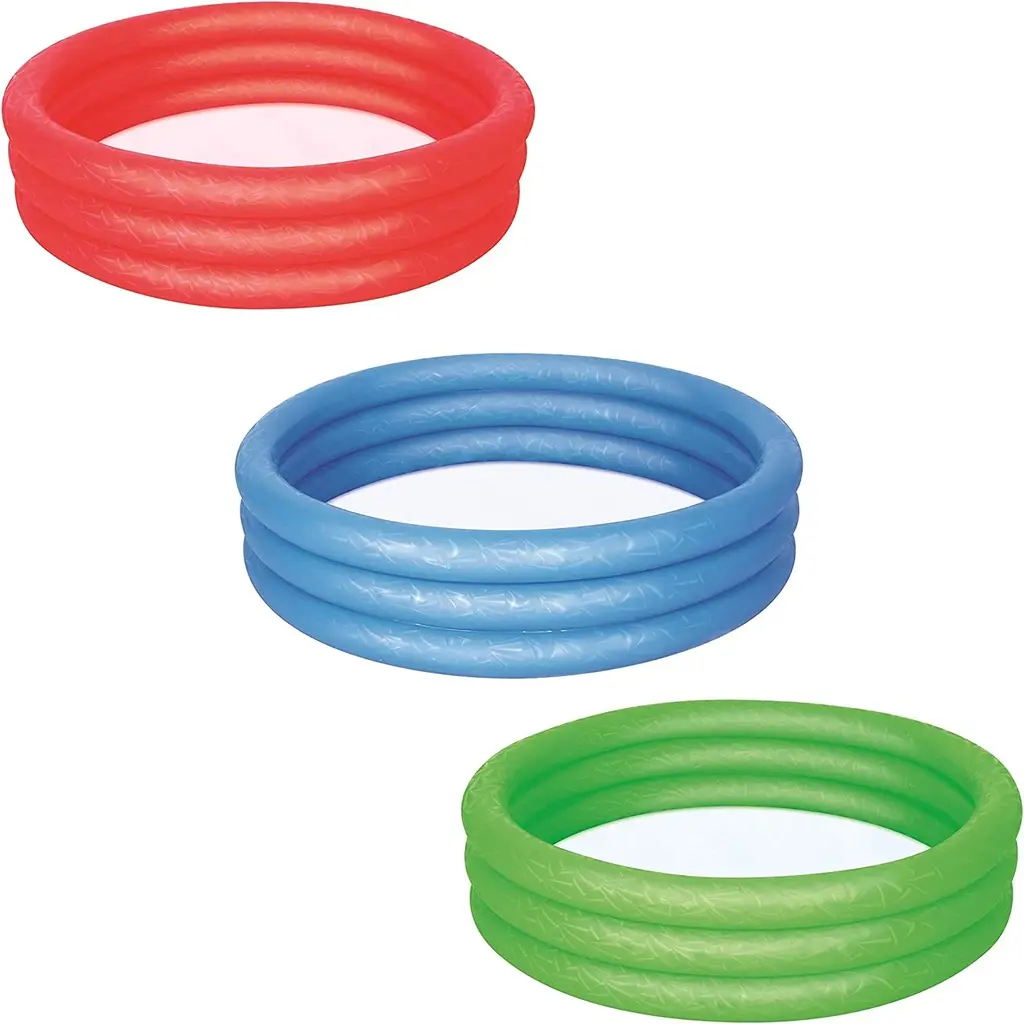 (51024) Round inflatable paddling pool with 3 tubes 102 x 25 cm, 3 assorted colors