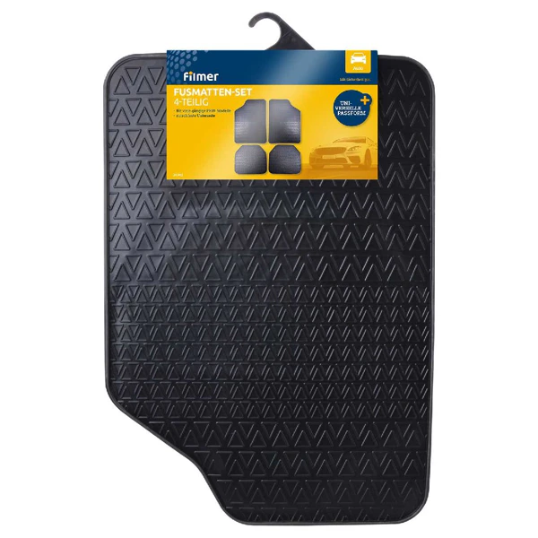 Ensemble de tapis en caoutchouc 4 pieces avec bord gris