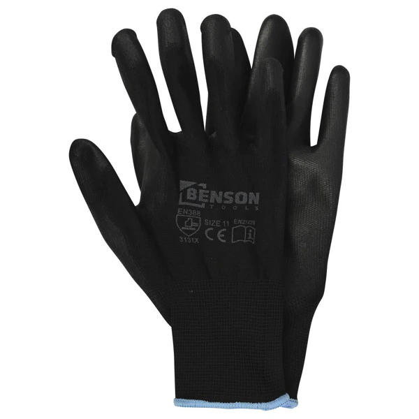 Gants de travail paume en PU noirs taille 11