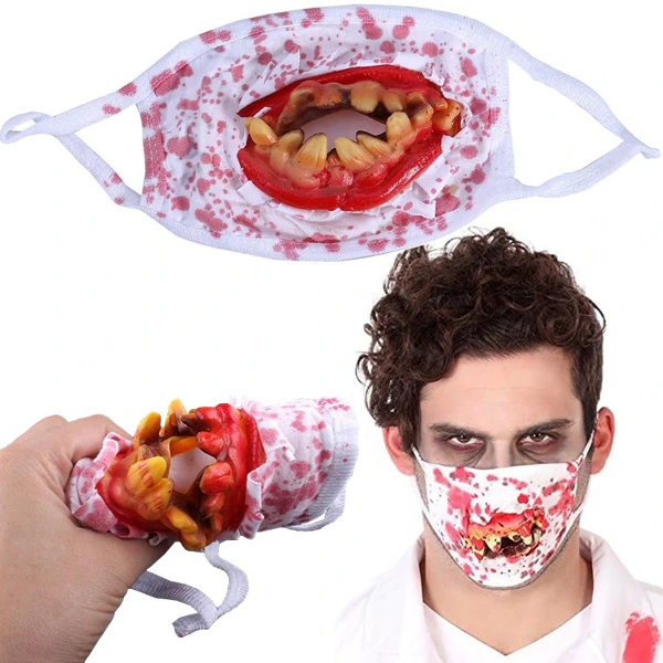 Horror mask with bloody teeth