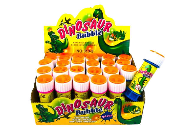 Dinosaur pattern soap bubbles 9 cm with display