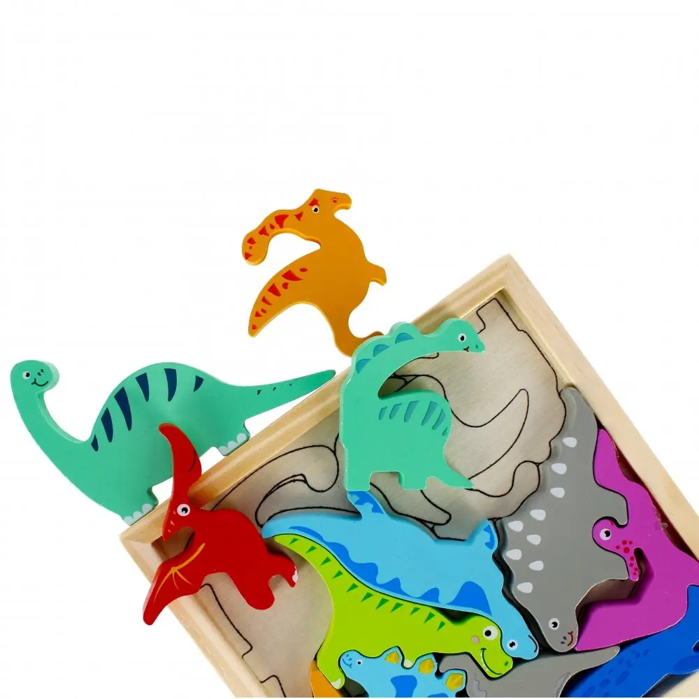 MEGA CREATIVE — Dinosaur wooden puzzle 12 pieces 17x17x2 mc fire
