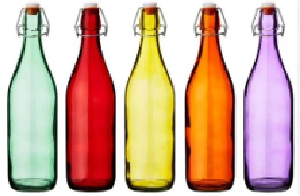 Bouteille en verre peint 1 L, 6 coloris Méditerranée