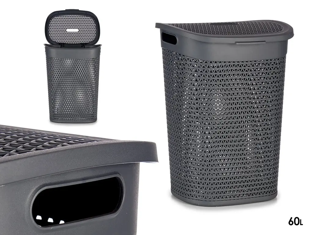 KIPIT — Panier à linge avec couvercle 60l anthracite