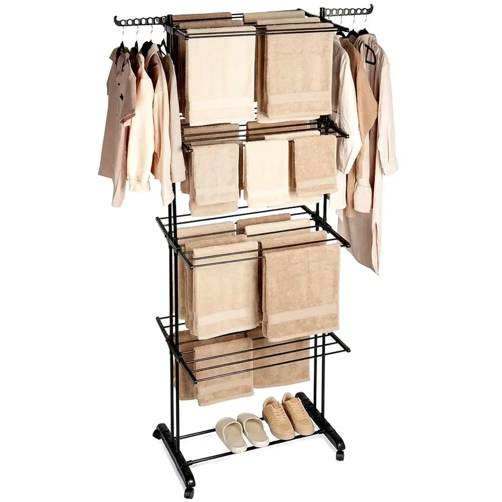 Vilde — Étendoir à linge vertical métal noir sur roulettes