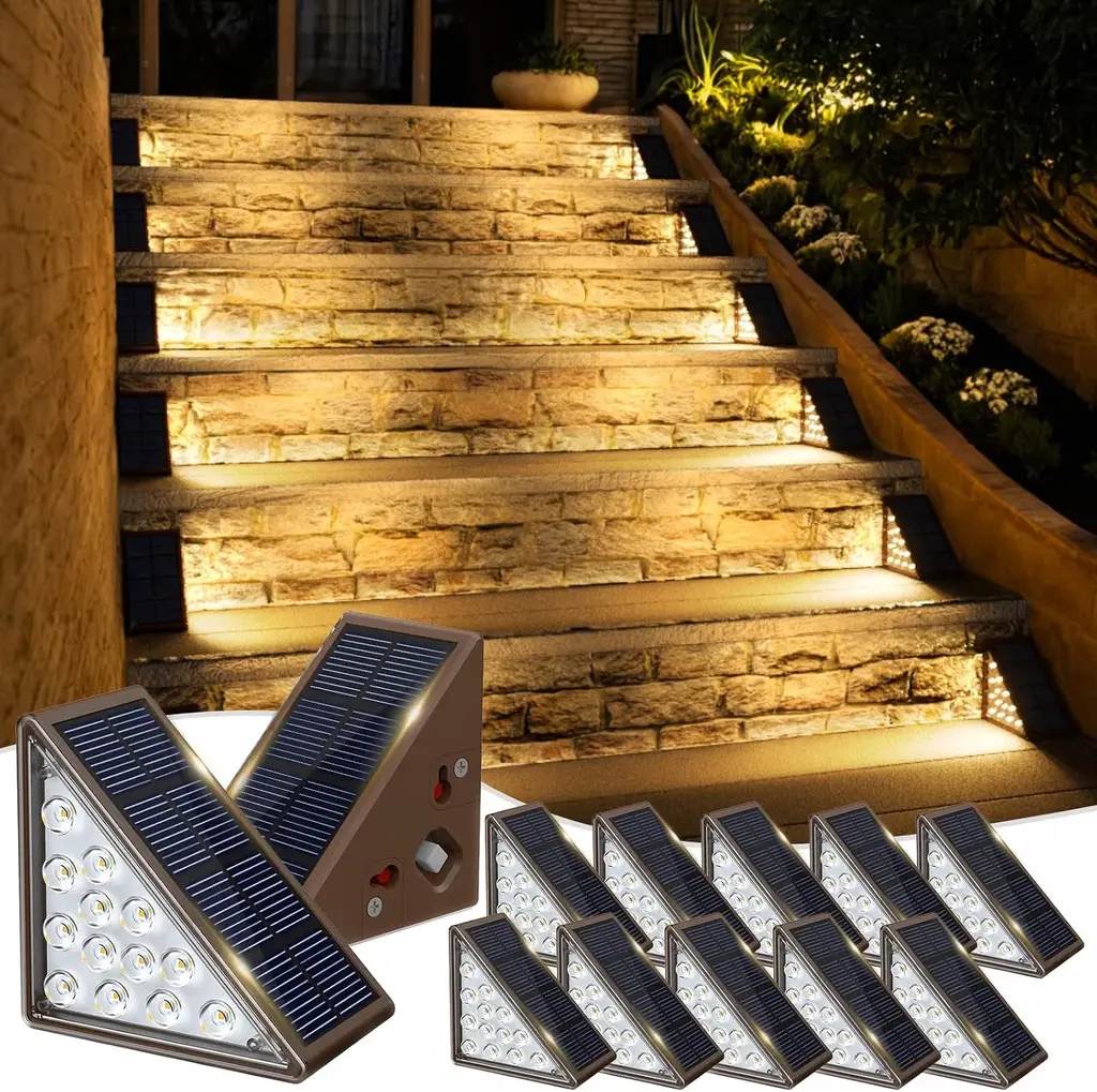 Lampes solaires pour marches d’escalier JOFIOS — pack de 12