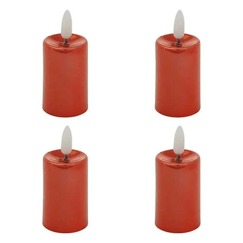 Lot de 4 bougies LED votives Tilia, rouge