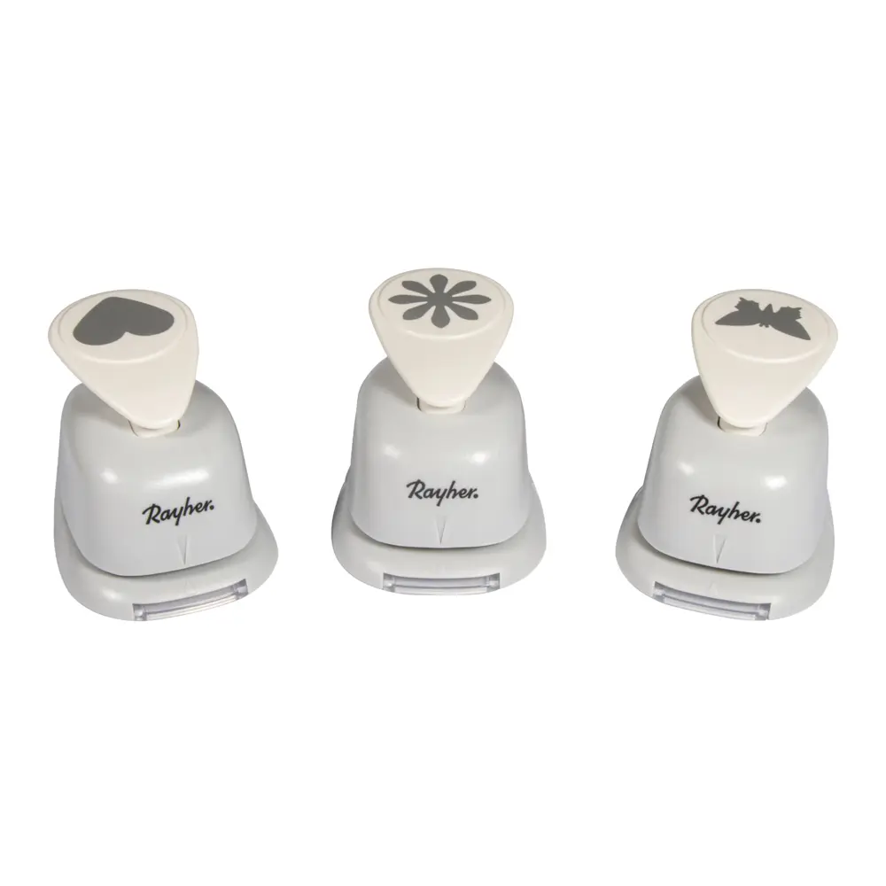 Lot de 3 perforatrices à motifs Rayher : cœur, fleur, papillon