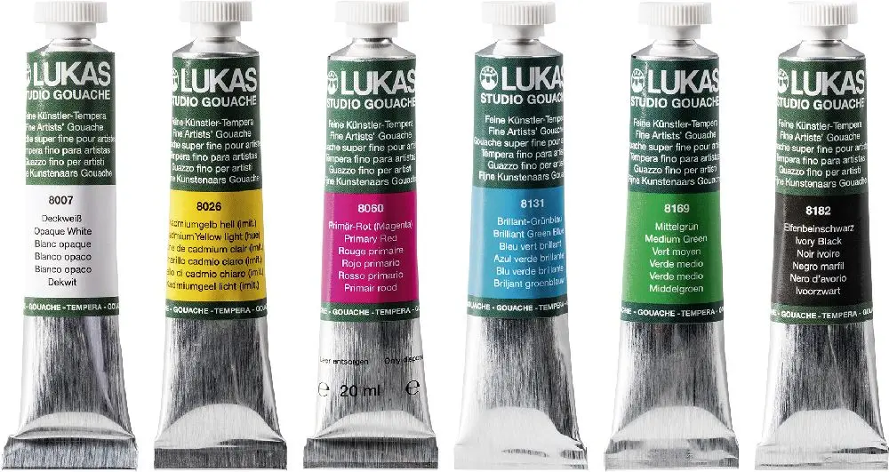 Peinture tempera Lukas, 6 tubes × 20 ml