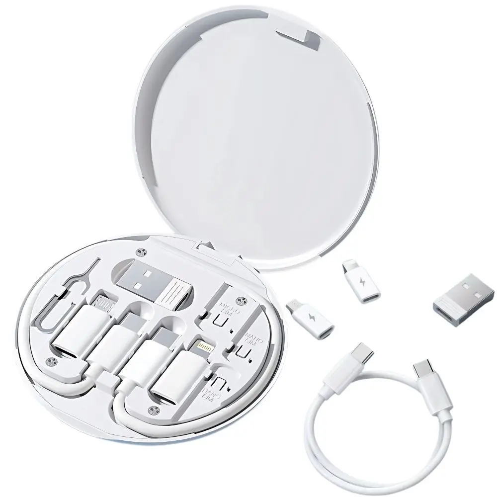 Kit adaptateurs 5 en 1 USB-C (Lightning, micro-USB, USB-A) avec éjecteur SIM, en étui