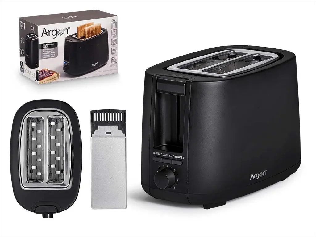 2-slice toaster, matte black, 750 W