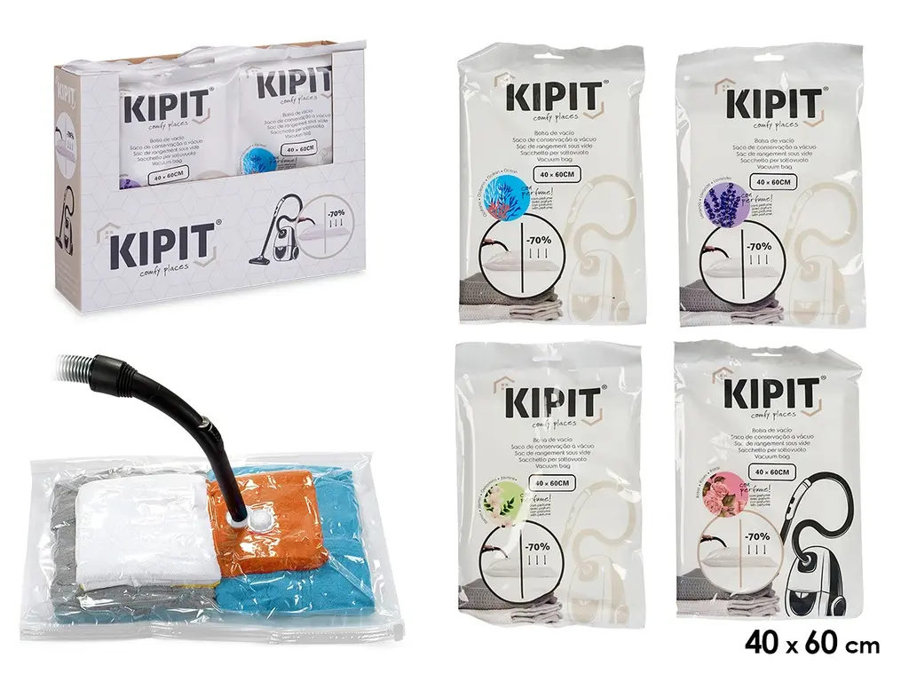 Sac sous vide parfumé 40 × 60 cm, 4 parfums assortis