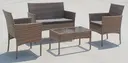 [SFS010-NG] Salon de jardin Alizee en resine naturelle/coussins gris