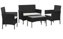 [SFS010-NB] Salon de jardin Alizee en resine noir/coussins blanc