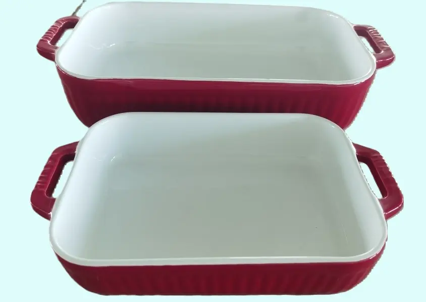 [SET2PLATS] Set of 2 red ceramic oven dishes