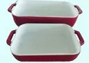 [CHA-SET2PLATS] Set of 2 red ceramic oven dishes