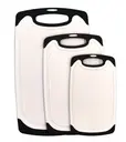 [13] Set of 3 cutting boards with juice groove in white and black plastic