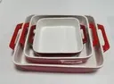 [SET3PLATS] Set of 3 red ceramic oven dishes