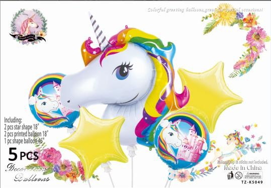 Set de 5 ballons Hélium Licorne