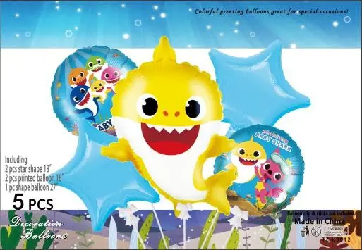 [TZK5012] Set of 5 Little Shark Helium Balloons