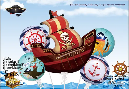Set of 5 Pirate Helium Balloons