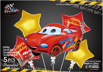 Set of 5 Racing Car Helium Balloons