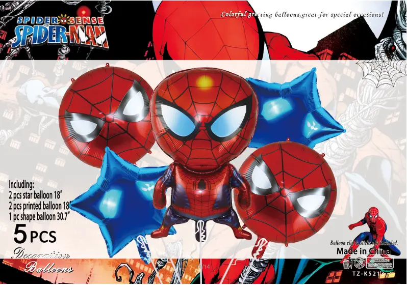 Set of 5 Spiderman Helium Balloons