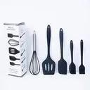 [N17] Set of 5 black silicone spatulas