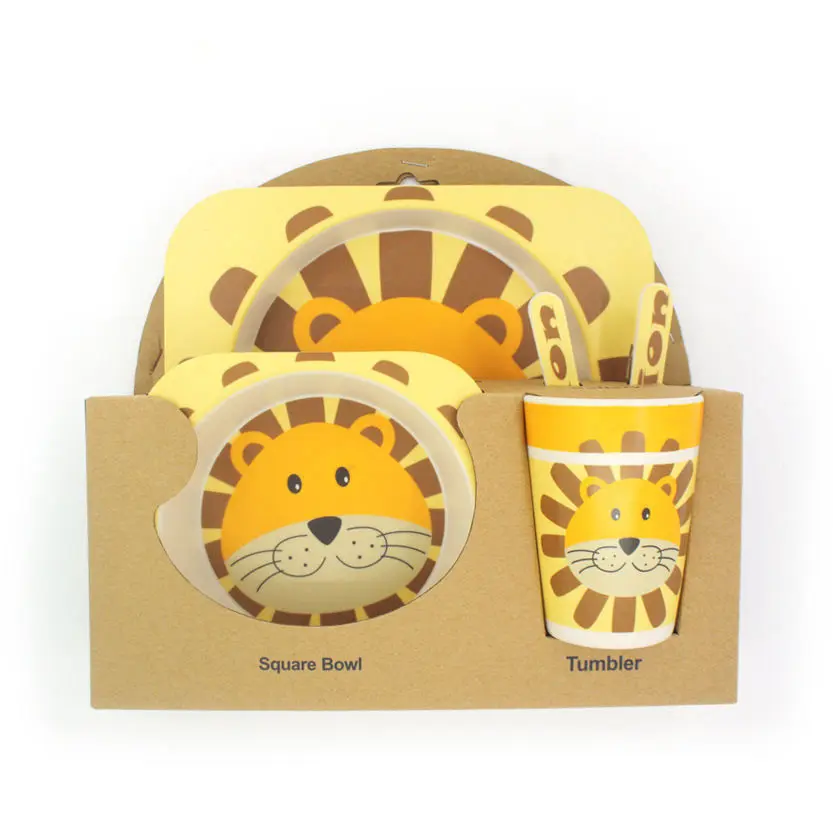 [YY-006 Lion] Set de vaisselle Lion en fibre de bambou écologique