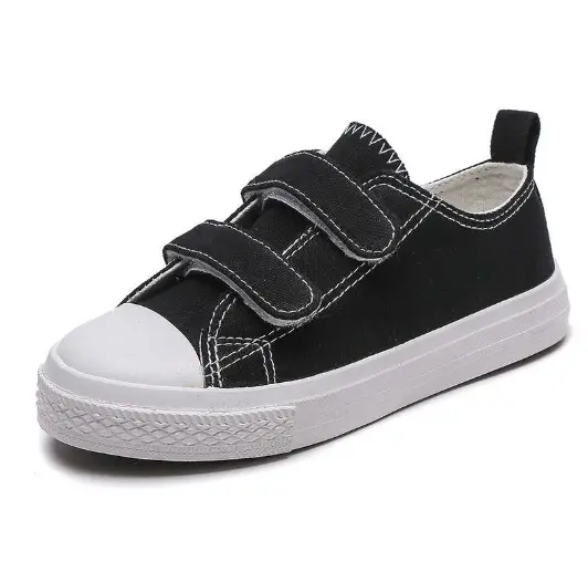 [N20] Breathable canvas Velcro sneakers for children (Noir, 20)