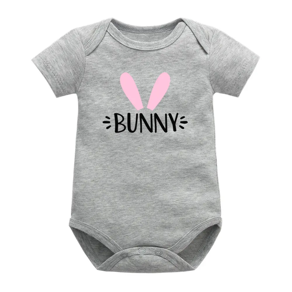 [BUN/3Mois] Short-sleeved cotton bodysuit with messages. (Bunny, 3Mois)