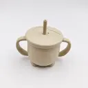 [YY-010 beige] Gobelet en silicone avec paille à écraser, sans BPA (Beige)