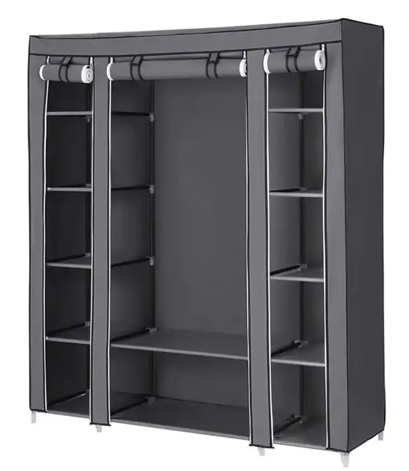 Fabric wardrobe 150x45x175 cm with rail and shelves
