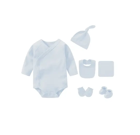 [BLANC/0-3Mois] Adorable cotton birth set - 6 pieces (Blanc, 0-3 mois)