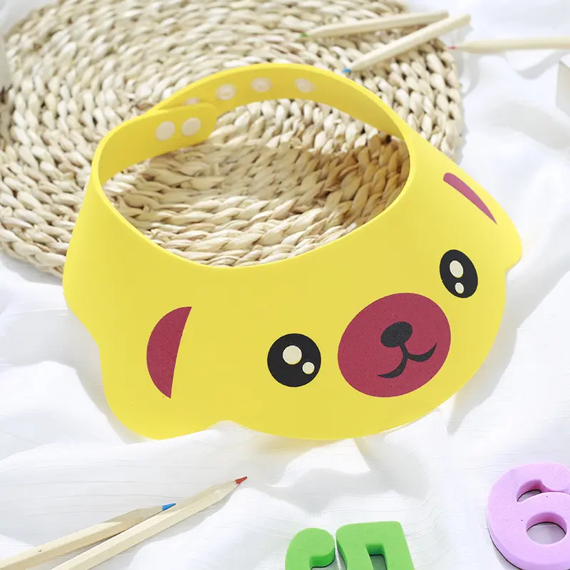 Yellow bear bath visor to protect the face and ears