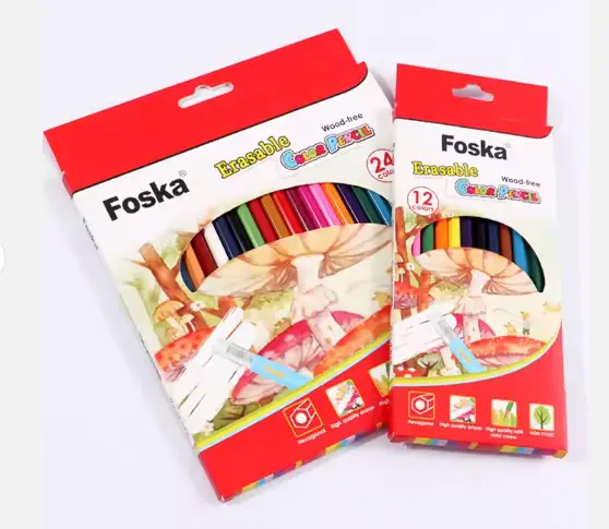24 CRAYONS DE COULEURS EFFACABLE FOSKA
